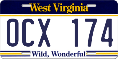 WV license plate OCX174
