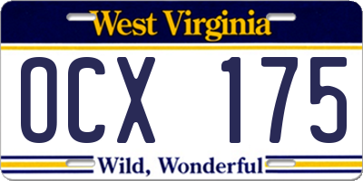 WV license plate OCX175