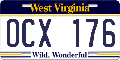 WV license plate OCX176