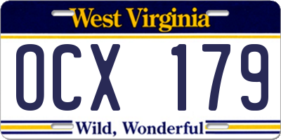 WV license plate OCX179