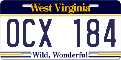 WV license plate OCX184