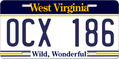 WV license plate OCX186