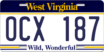 WV license plate OCX187