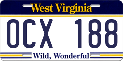 WV license plate OCX188