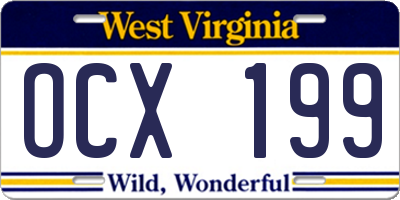 WV license plate OCX199
