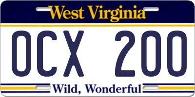 WV license plate OCX200