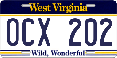 WV license plate OCX202
