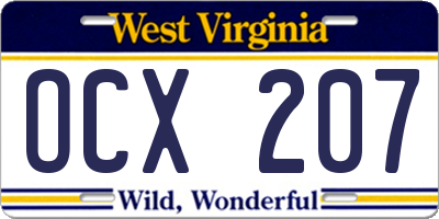 WV license plate OCX207