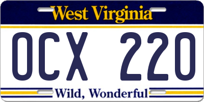 WV license plate OCX220