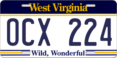 WV license plate OCX224
