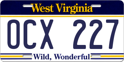 WV license plate OCX227