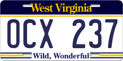 WV license plate OCX237