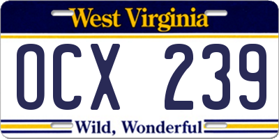 WV license plate OCX239