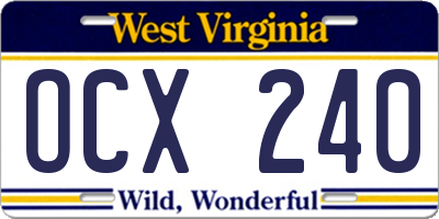 WV license plate OCX240