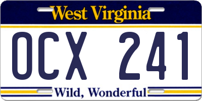 WV license plate OCX241