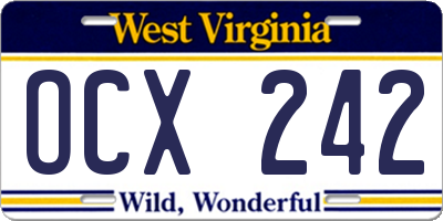WV license plate OCX242
