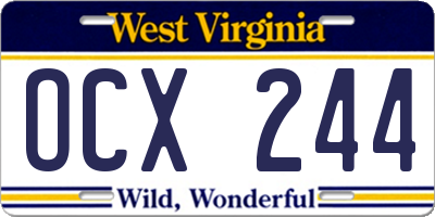 WV license plate OCX244
