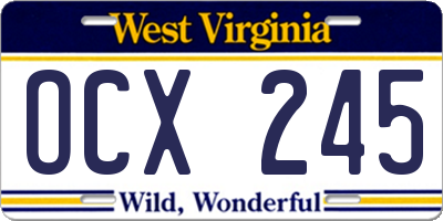 WV license plate OCX245