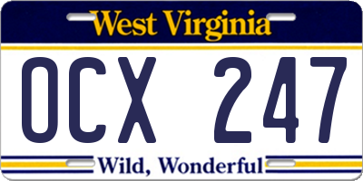 WV license plate OCX247