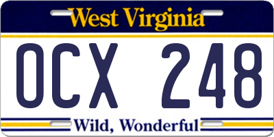 WV license plate OCX248