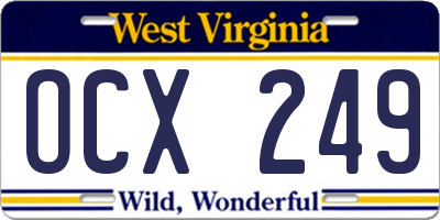 WV license plate OCX249