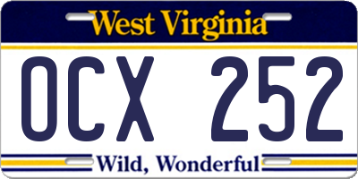 WV license plate OCX252