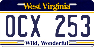 WV license plate OCX253