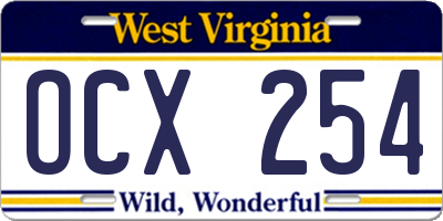 WV license plate OCX254