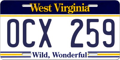 WV license plate OCX259