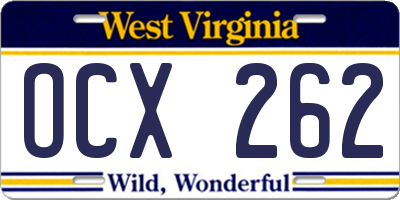 WV license plate OCX262