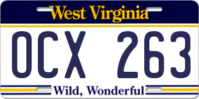 WV license plate OCX263