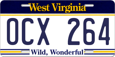 WV license plate OCX264