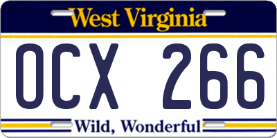 WV license plate OCX266