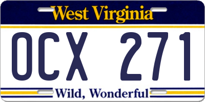 WV license plate OCX271