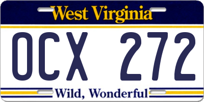 WV license plate OCX272