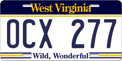 WV license plate OCX277