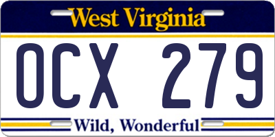 WV license plate OCX279