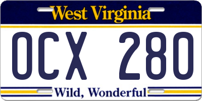WV license plate OCX280