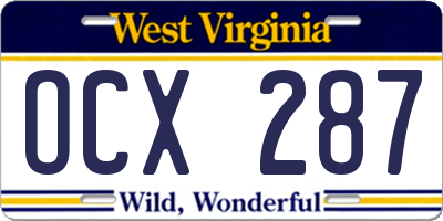 WV license plate OCX287