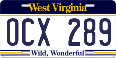 WV license plate OCX289