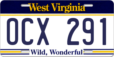 WV license plate OCX291