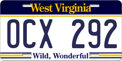 WV license plate OCX292
