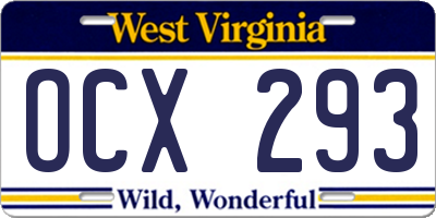 WV license plate OCX293