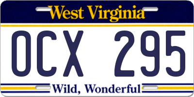 WV license plate OCX295