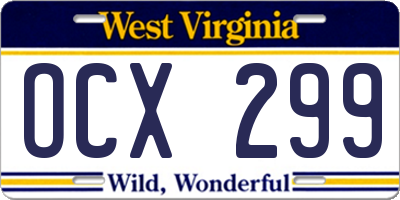 WV license plate OCX299