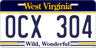 WV license plate OCX304