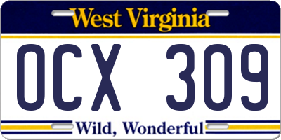 WV license plate OCX309
