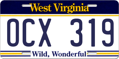 WV license plate OCX319