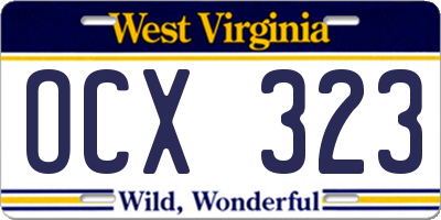 WV license plate OCX323