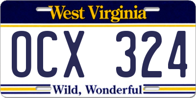 WV license plate OCX324